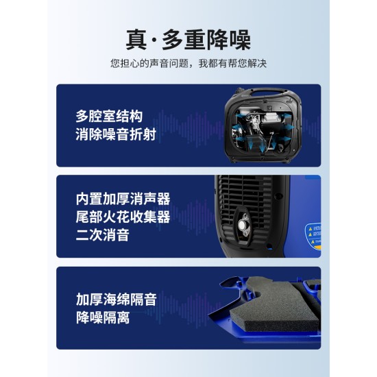 隆鹏汽油发电机220v小型家用静音变频户外野营大功率微型便携式