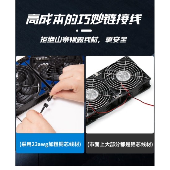 12cm大风量暴力风扇高转速220V电脑机柜显卡架散热底座调速静音电脑降温风冷主板服务器机房温控