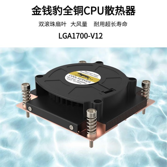 COOLSERVER工控机服务器迷你主机12/13代CPU超薄全铜LGA1700架构1U散热风扇