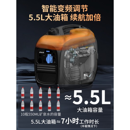 隆鹏汽油发电机220v小型家用静音变频户外野营大功率微型便携式