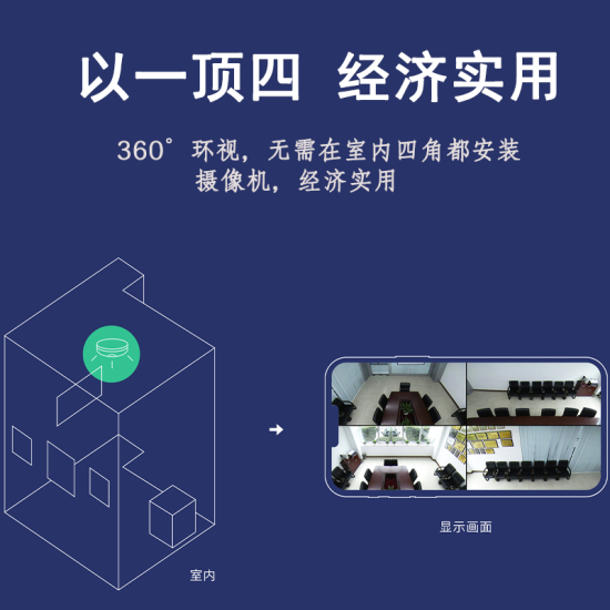 普联（TP-LINK） 360度全景高清鱼眼网络监控摄像头无线WIFI手机远程 家用超市仓库监控器