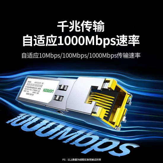 绿联SFP千兆光纤电口模块RJ45 光口转换电口模块 1.25G光电转换 广泛兼容华为/锐捷/中兴/普联/华三