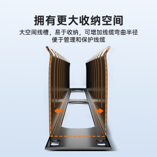 山泽理线架24档48口 加厚金属19英寸1U机架式工程网络机柜理线器成品网线跳线梳理器TWAN-48