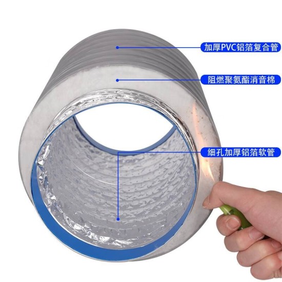 管道风机消音管新风系统配件家用换气扇隔音降噪器口径PVC4/6/8寸