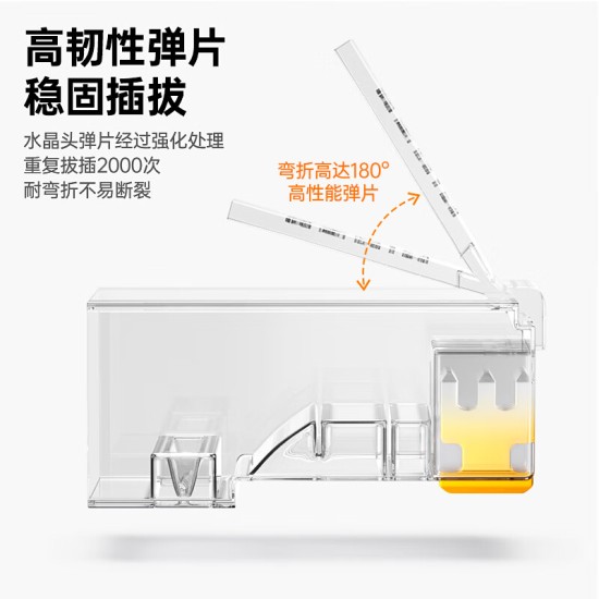 毕亚兹 五类水晶头 电脑网络连接器 RJ45工程级8P8C CAT.5插面板金手指网线压接水晶头 100个装