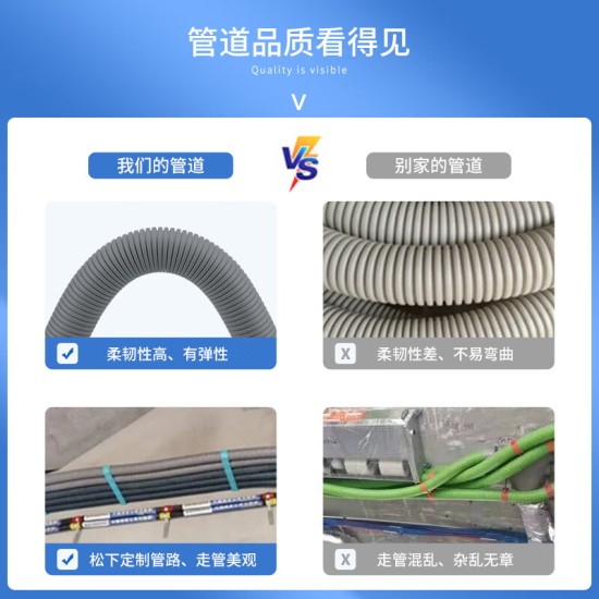 磐烨新风系统专用PE管抗菌抗静电波纹管进排风降噪隔音磐烨制造松下定制75新风双层静音降噪圆管